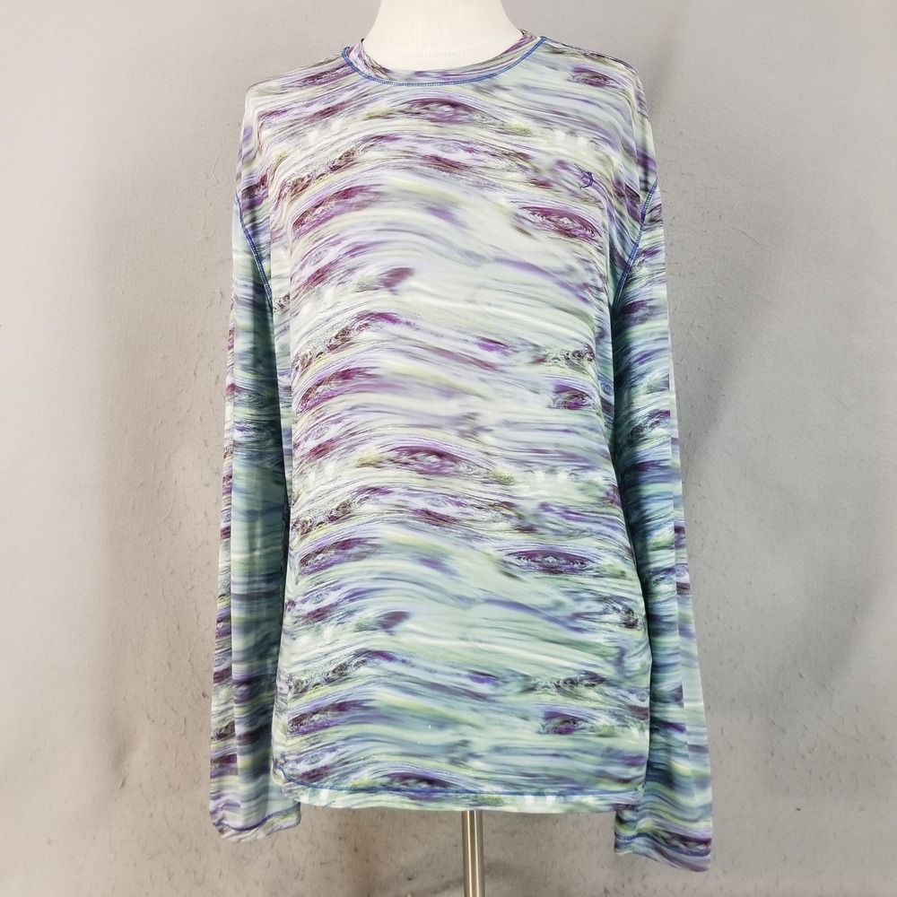 Reel‎ Legends Shirt Mens L Multi Color Keep-It-Cool Dri-Fit Fishing Beach Swirl